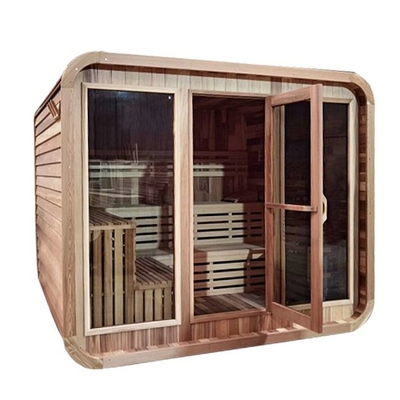 Cedar Outdoor Dry Sauna Room Voor gezondheid en ontspanning 15 ~ 90 ° C Temperatuur Vergadering Vereist