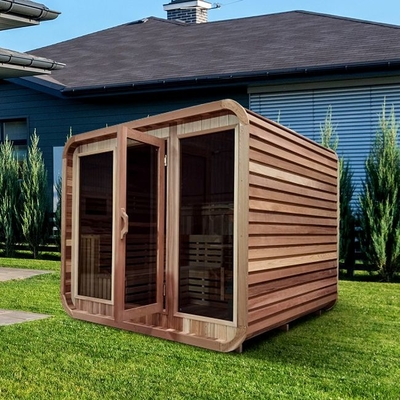 Openlucht Rustiek Cedar Steam Sauna Rounded Square met het Dakwerk van de Bitumendakspaan