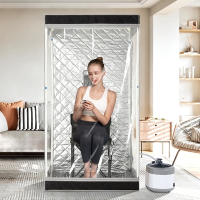 Volledige weergave Zwarte waterdichte stof Draagbare stoomsauna met 4 liter watercapaciteit