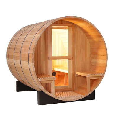 Canadian Red Cedar Barrel Hout Sauna Met 4,5KW Internal Control Oven Heater