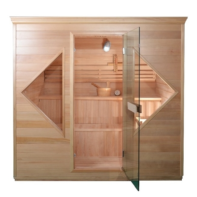 De houten Californische sequoia Cedar Home Steam Sauna Room van het Deurhandvat met Lezingslicht