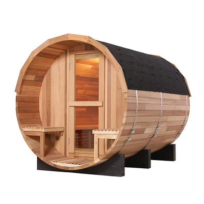 Rode Cedar Wood Outdoor Barrel Sauna Zaal 180x240cm van Canada