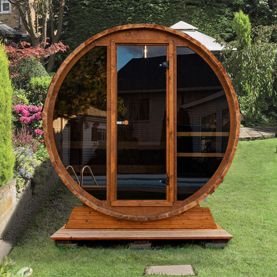 Rode Cedar Dark Glass Outdoor Sauna-Zaal voor Persoon 6