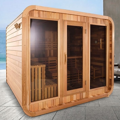 8 Zaal van persoons de Rode Cedar Wooden Outdoor Cube Sauna met Elektrisch Fornuis