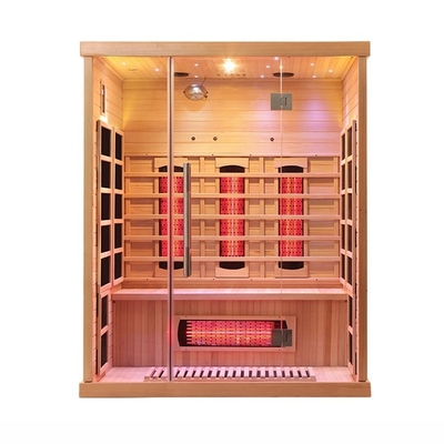 Houten Dollekervel 3 Persoons Verre Infrarode Sauna met Kleurrijke Lichte 2100 Watts