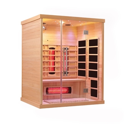 Houten Dollekervel 3 Persoons Verre Infrarode Sauna met Kleurrijke Lichte 2100 Watts