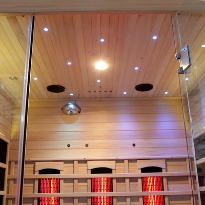 Houten Dollekervel 3 Persoons Verre Infrarode Sauna met Kleurrijke Lichte 2100 Watts