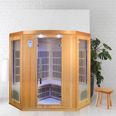 Het Huis van het hoekontwerp 3 - 4 Persoons Houten Binnen veel Infrarode Sauna met Lage EMF