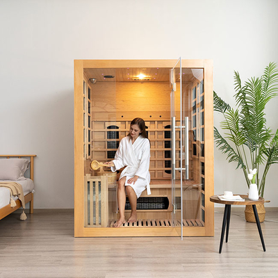 3-persoons Bluetooth-compatibele houten stoom-infraroodsauna voor thuis