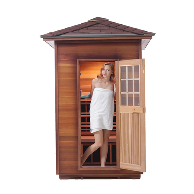 Red Cedar Hemlock Corner Houten Outdoor Infrarood Droge Sauna Voor 2 Personen