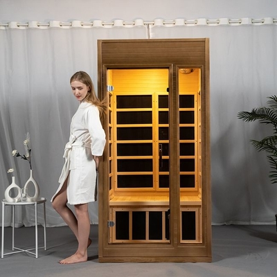 Houten rechthoekige sauna met keramische verwarming gehard glas 0-60 minuten timer