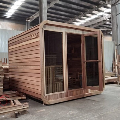 Openlucht Rustiek Cedar Steam Sauna Rounded Square met het Dakwerk van de Bitumendakspaan