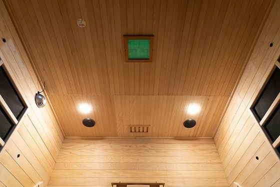 Transparante gehard glas ver infrarood sauna met LED-verlichting en volledig spectrum koolstofpaneel
