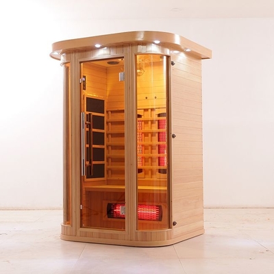 Luxe Stevige Houten Volledige Spectrum en Koolstofverwarmer 2 Persoons Infrarode Sauna Binnen