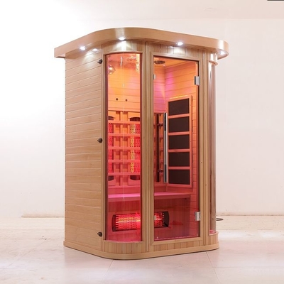 Luxe Stevige Houten Volledige Spectrum en Koolstofverwarmer 2 Persoons Infrarode Sauna Binnen