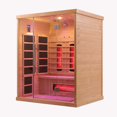 Luxe houten kleur ver infrarood sauna met bedieningspaneel en LED-verlichting