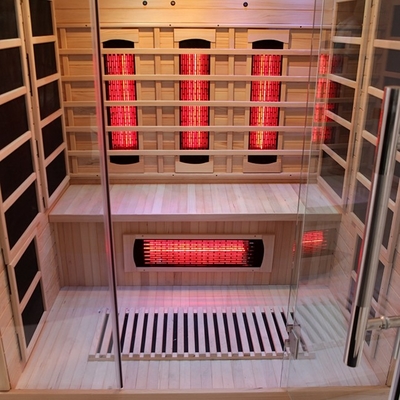 Luxe houten kleur ver infrarood sauna met bedieningspaneel en LED-verlichting