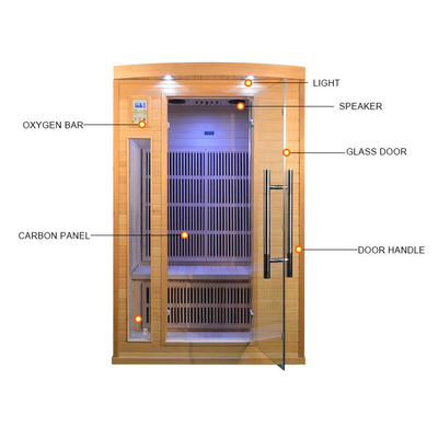 1750W Zaal van de luxe de Houten veel Infrarode Droge Sauna Binnen voor Persoon 2