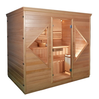 Stevige houten binnen traditionele stoomsaunakamer voor 4 personen thuisgebruik met 6kw-fornuisverwarmer