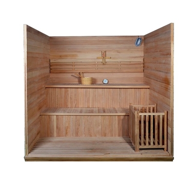 Stevige houten binnen traditionele stoomsaunakamer voor 4 personen thuisgebruik met 6kw-fornuisverwarmer