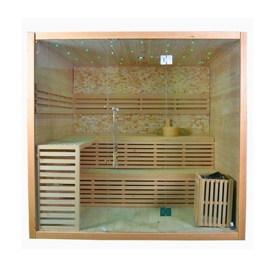 Massief houten Canadese Hemlock droge stoomsauna voor 4 personen binnenshuis