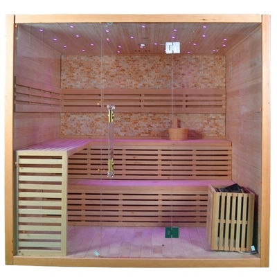 Massief houten Canadese Hemlock droge stoomsauna voor 4 personen binnenshuis