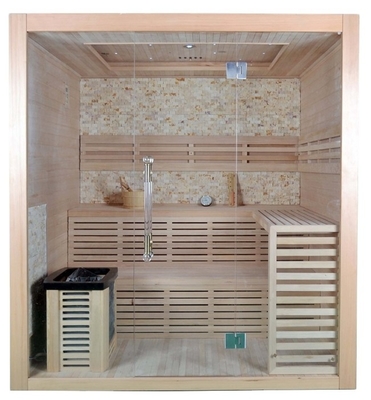 Massief houten Canadese Hemlock droge stoomsauna voor 4 personen binnenshuis