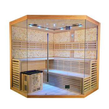 5 - 8 Persoonsgrootte Luxe Hemlock Traditionele Stoomsaunaruimte met 6kw-fornuisverwarmer