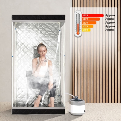Volledige weergave Zwarte waterdichte stof Draagbare stoomsauna met 4 liter watercapaciteit