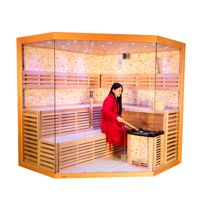 Luxe traditionele sauna voor thuis 5 - 6 personen Himalaya zout stoom sauna kamer