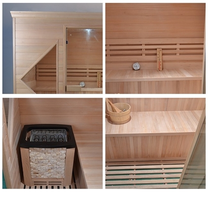 Hemlock Houten deurgreep Home Sauna kamer Met kachel En Steen