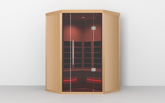 Op maat gemaakte luxe voorgefabriceerde houten binnenshuis zweet infrarood sauna kamer 5 persoon