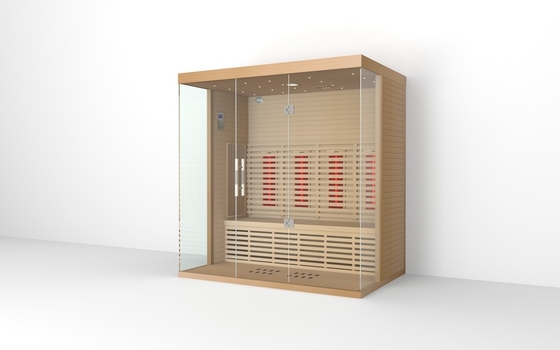 4 personen Vierkante binnenshuis Ver infrarood sauna kamer Rood cedermateriaal