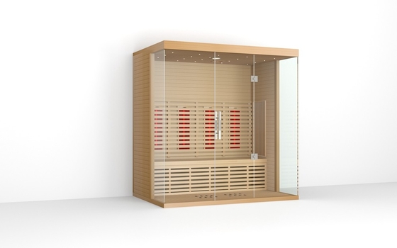4 personen Vierkante binnenshuis Ver infrarood sauna kamer Rood cedermateriaal