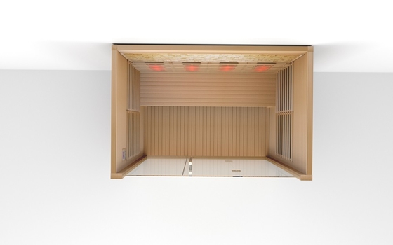 Sauna voor vier personen met massief hout Infrarood Sauna met deuren vol Infrarood Droog Houten Sauna