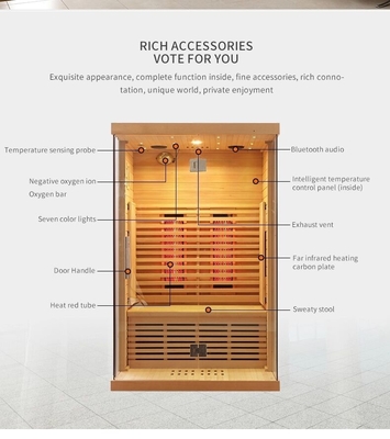 Koolstofvezel verwarmer Hemlock Ver infrarood sauna 2 personen Sauna kamer