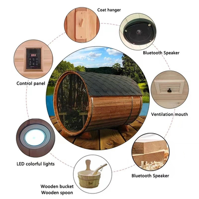 Panoramisch uitzicht Massivhout Buitenstoomvat Sauna Verwarmt snel