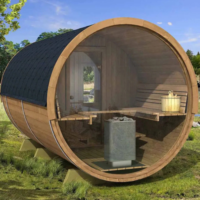 Panoramisch uitzicht Massivhout Buitenstoomvat Sauna Verwarmt snel