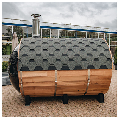 Panorama venster Hout ceder vat sauna 6 personen met houtverwarming