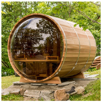 Rode Ceder Hemlock Hout Tuin Buitenvat Sauna Met Panorama Venster
