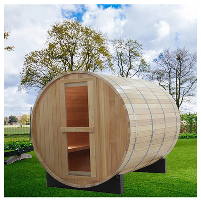 Rode Ceder Hemlock Hout Tuin Buitenvat Sauna Met Panorama Venster