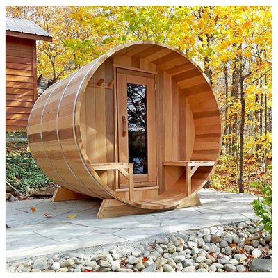 Custom Outdoor Finland Hout Panorama Barrel Sauna 4-8 Traditionele houtgebrandde Barrel Sauna