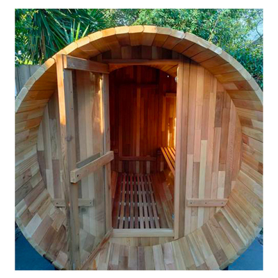 Custom Outdoor Finland Hout Panorama Barrel Sauna 4-8 Traditionele houtgebrandde Barrel Sauna