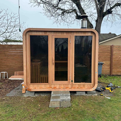 Verstelbare ventilatie Hemlock Cedar Sauna Voor 5-6 personen Tempered Glass Door Gemakkelijke montage