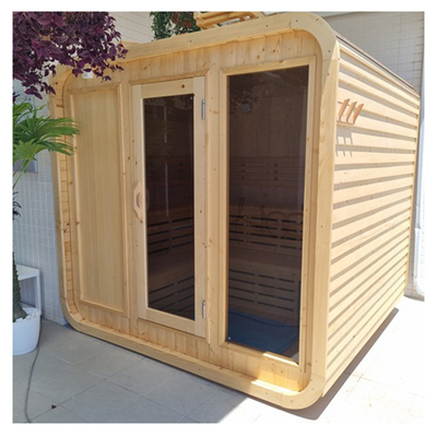 Verstelbare ventilatie Hemlock Cedar Sauna Voor 5-6 personen Tempered Glass Door Gemakkelijke montage