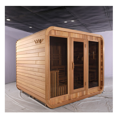 Blue Tooth Music System Ceder Sauna Volle glas deur Buiten Droog Sauna Met Hemlock Hout
