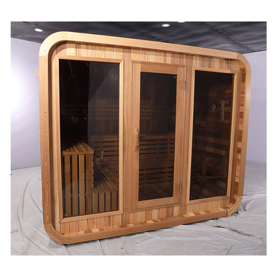 Blue Tooth Music System Ceder Sauna Volle glas deur Buiten Droog Sauna Met Hemlock Hout