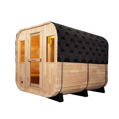 Luxe 5-6 personen volle glazen deur buiten droog sauna met Bluetooth muzieksysteem