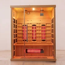 Luxe houten kleur ver infrarood sauna met bedieningspaneel en LED-verlichting
