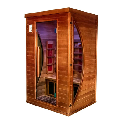 Transparante gehard glas ver infrarood sauna met LED-verlichting en volledig spectrum koolstofpaneel